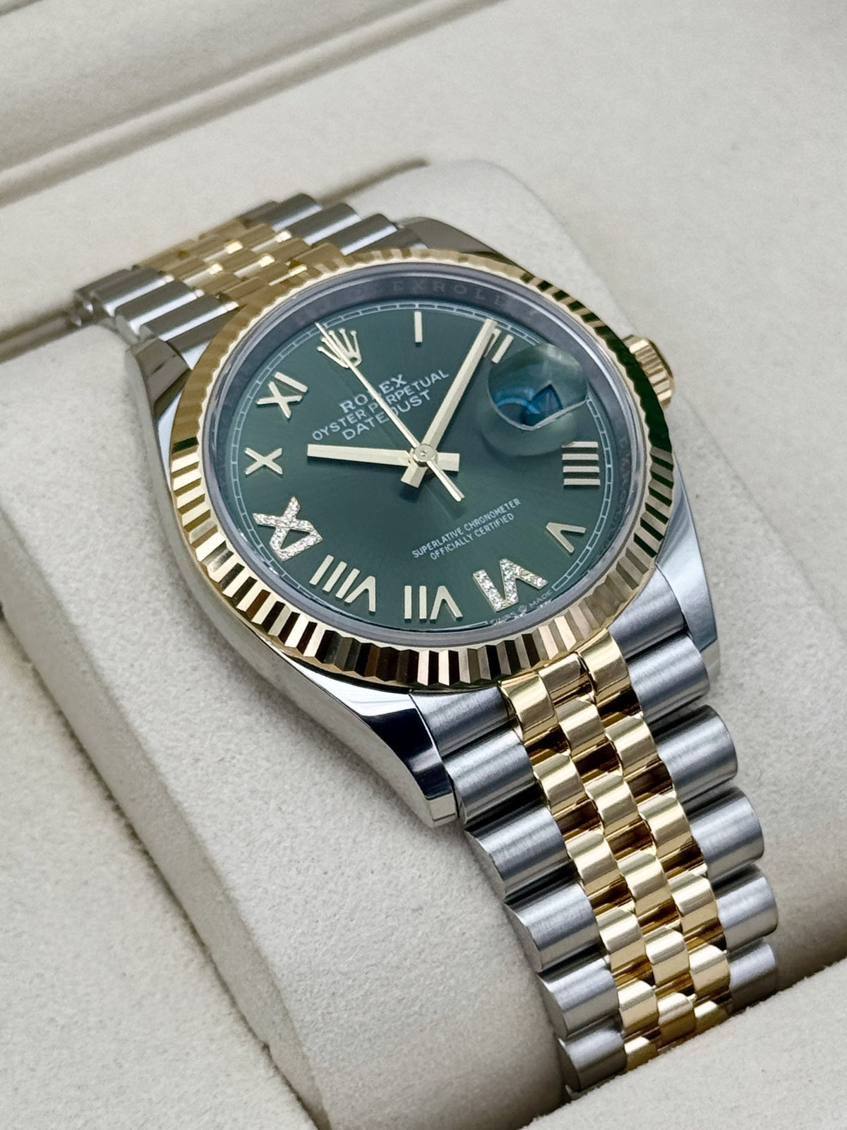 NEW 2026 Rolex Datejust 36mm 126233 Two-Tone Jubilee Green Diamond Dial