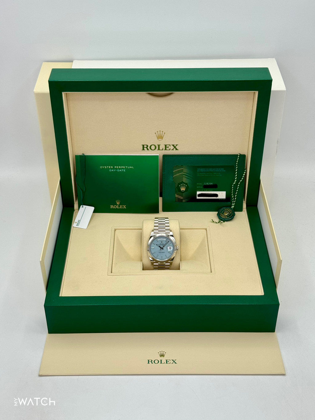 2024 Rolex Day-Date 40mm 228206 Platinum Blue Motif Dial