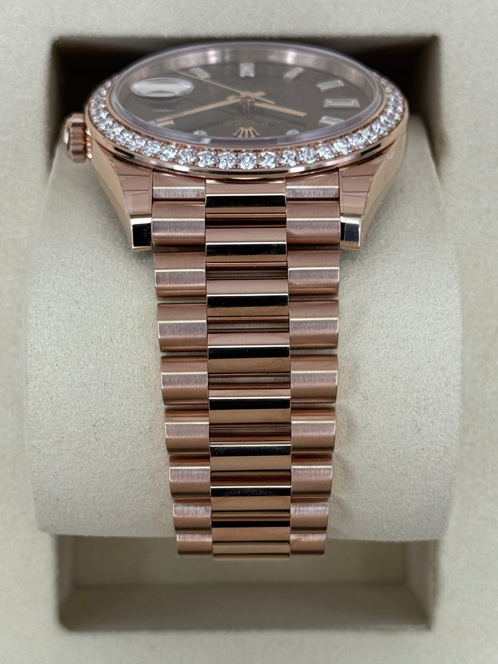 NEW 2026 Rolex Day-Date 40mm 228345RBR Rose Gold Chocolate Diamond Dial (NEW STYLE CARD and STICKERED)