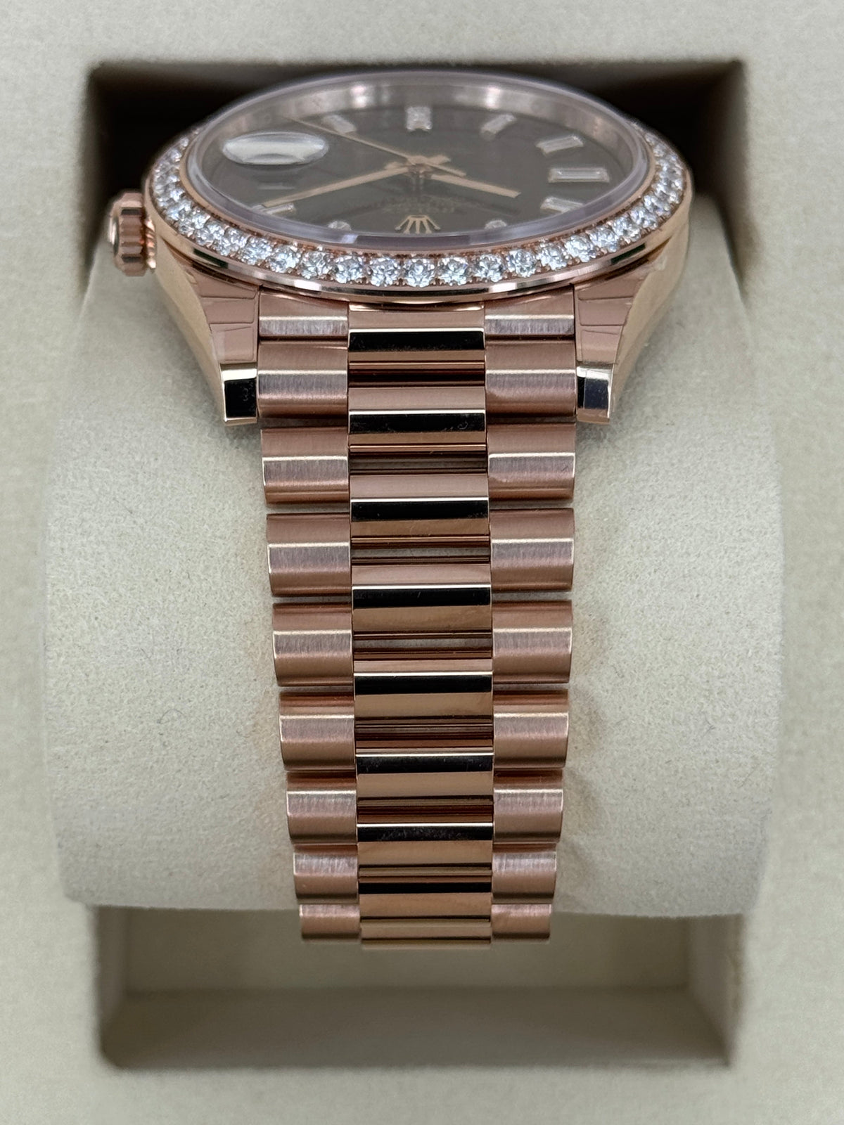 NEW 2026 Rolex Day-Date 40mm 228345RBR Rose Gold Chocolate Diamond Dial (NEW STYLE CARD and STICKERED)