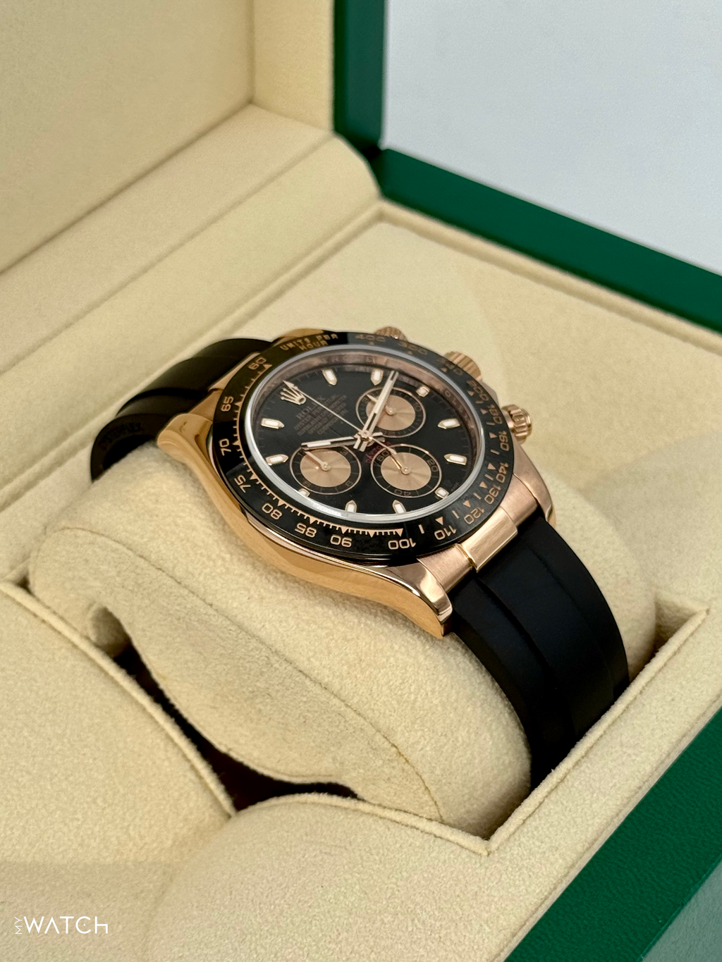 2024 CPO Rolex Daytona 40mm 116515LN Rose Gold Oysterflex Black Dial