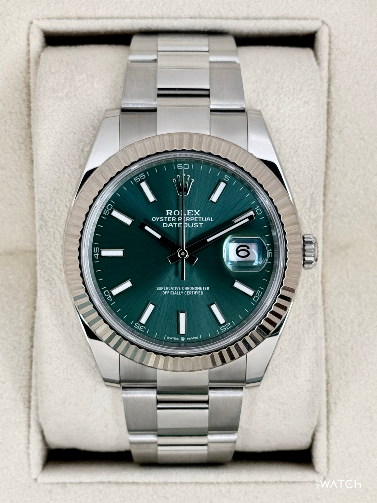 2023 Rolex Datejust 41mm 126334 Stainless Steel Oyster Mint Green Dial