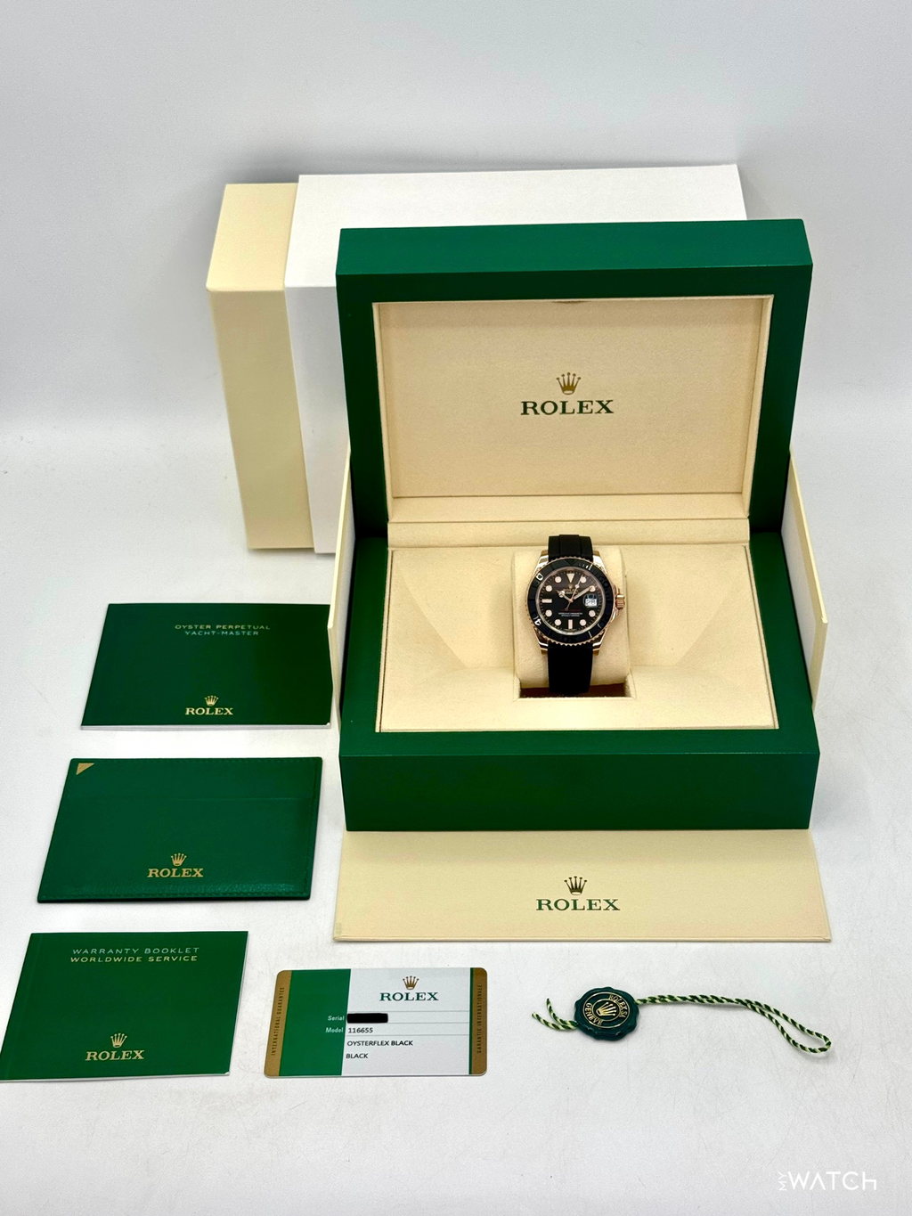 2019 Rolex Yacht-Master 40mm 116655 Rose Gold Oysterflex Black Dial