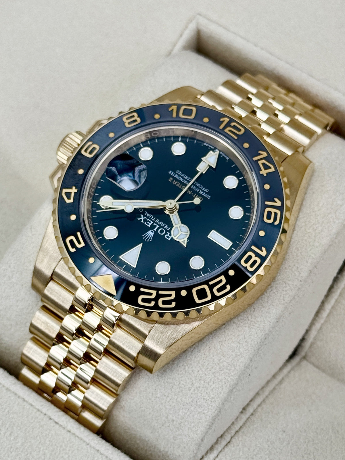 2024 Rolex GMT-Master II 40mm 126718GRNR Yellow Gold Jubilee Black Dial