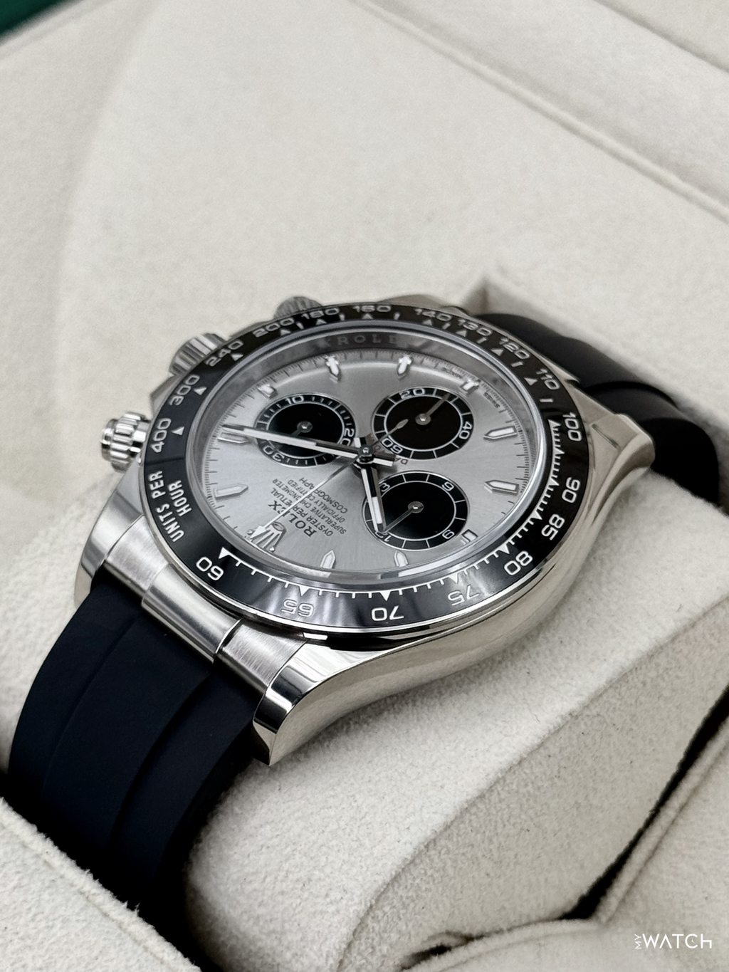 2024 Rolex Daytona 40mm 126519LN White Gold Oysterflex Silver Ghost Dial
