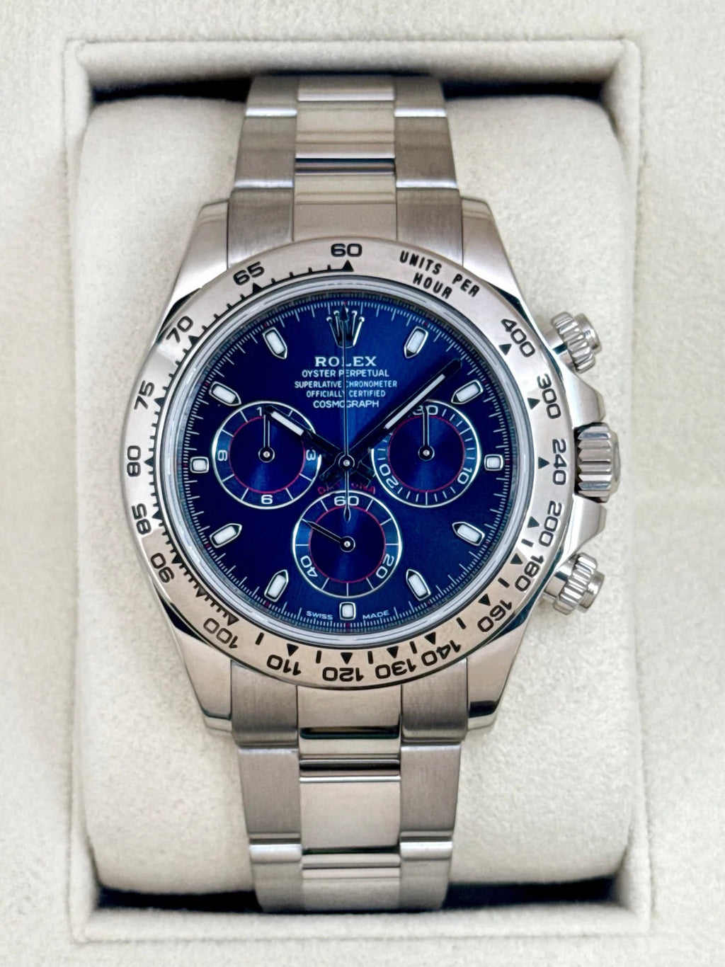 2019 Rolex Daytona 40mm 116509 White Gold Blue Dial