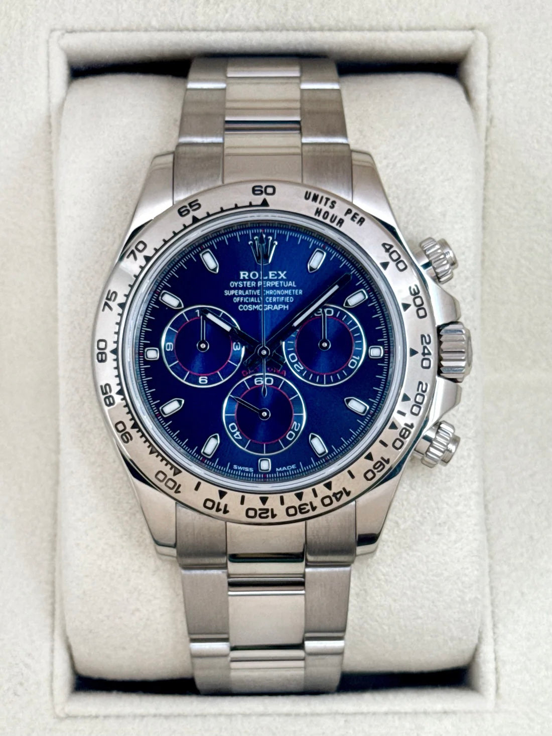 2019 Rolex Daytona 40mm 116509 White Gold Blue Dial