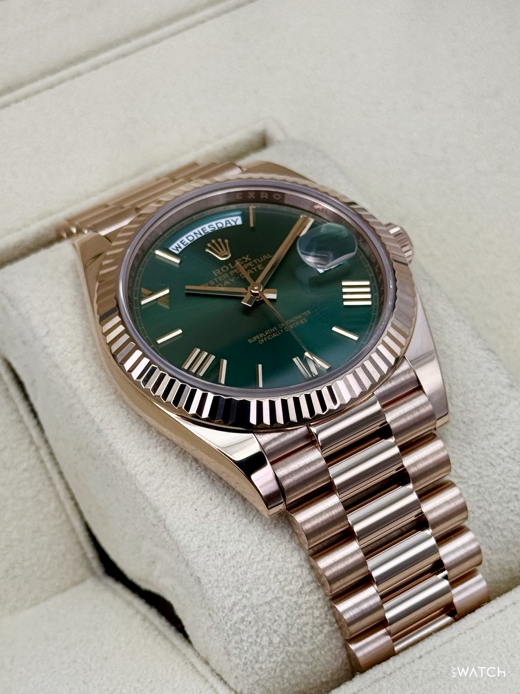 2025 Rolex Day-Date 40mm 228235 Presidential Rose Gold Olive Dial