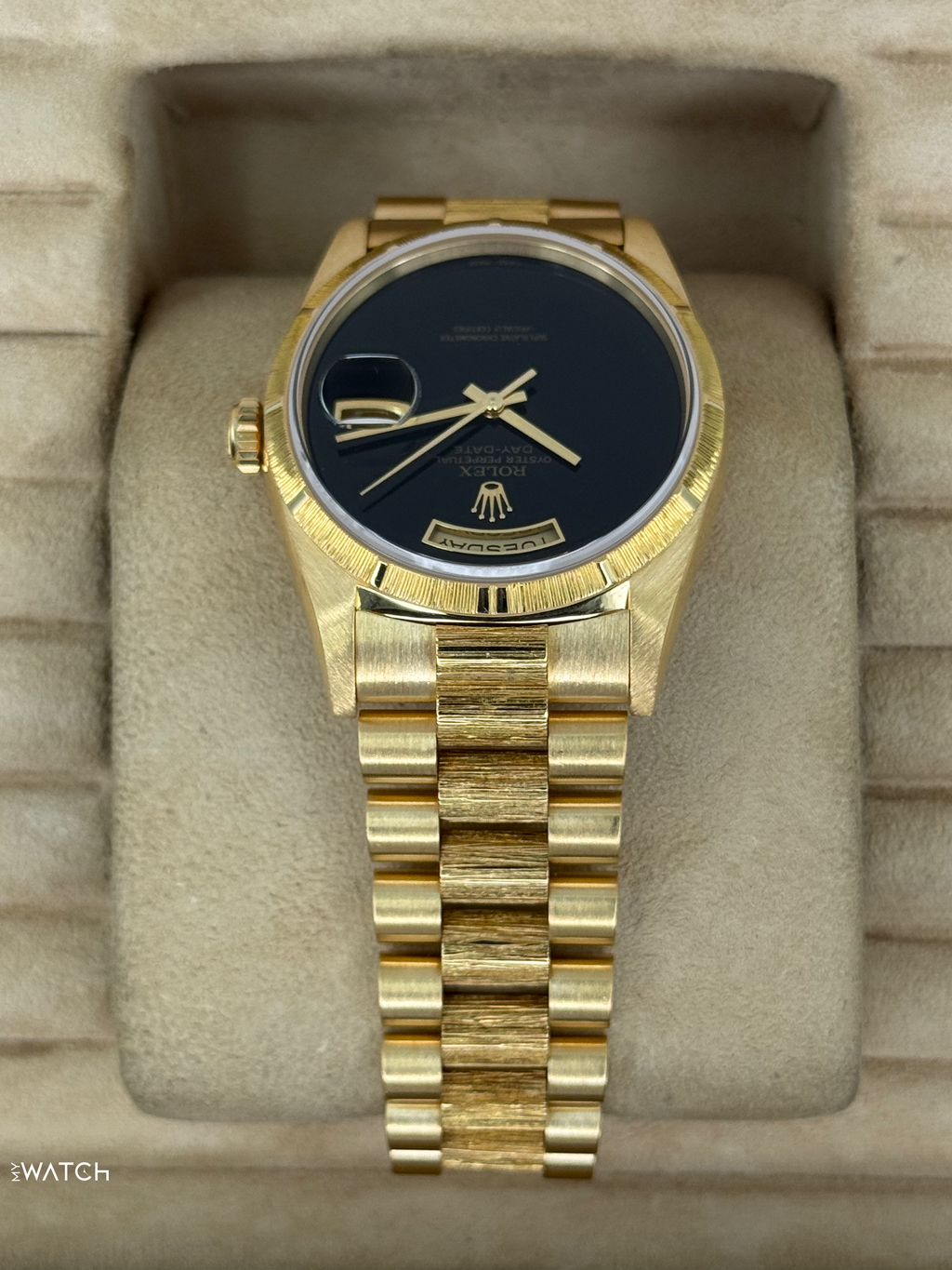 1998 Rolex Day-Date 36mm 18248 Presidential Black Onyx Dial (FRESH ROLEX SERVICE)