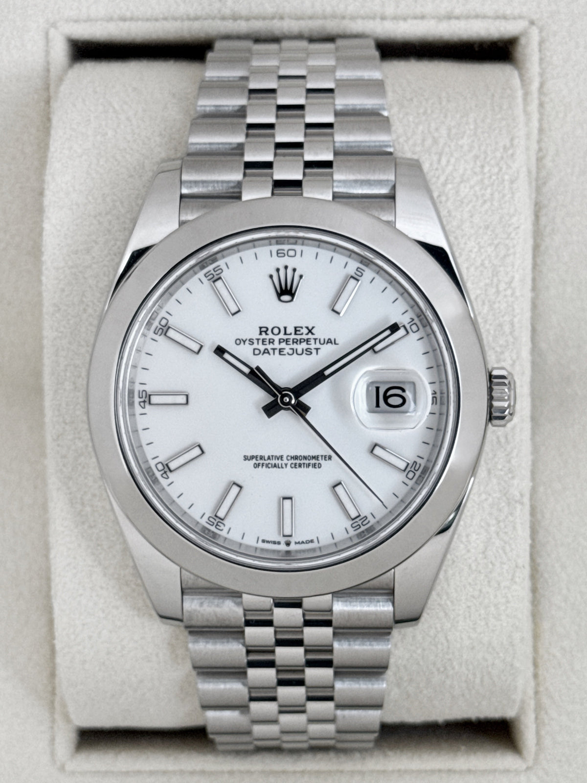 2024 Rolex Datejust 41mm 126300 Stainless Steel Jubilee White Dial