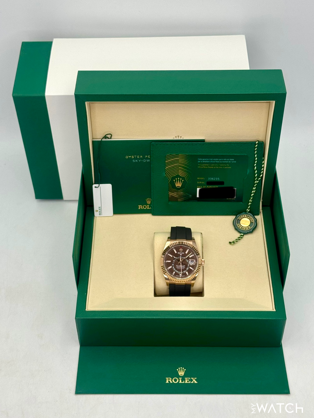 2025 Rolex Sky-Dweller 42mm 336235 Rose Gold Oysterflex Chocolate Dial