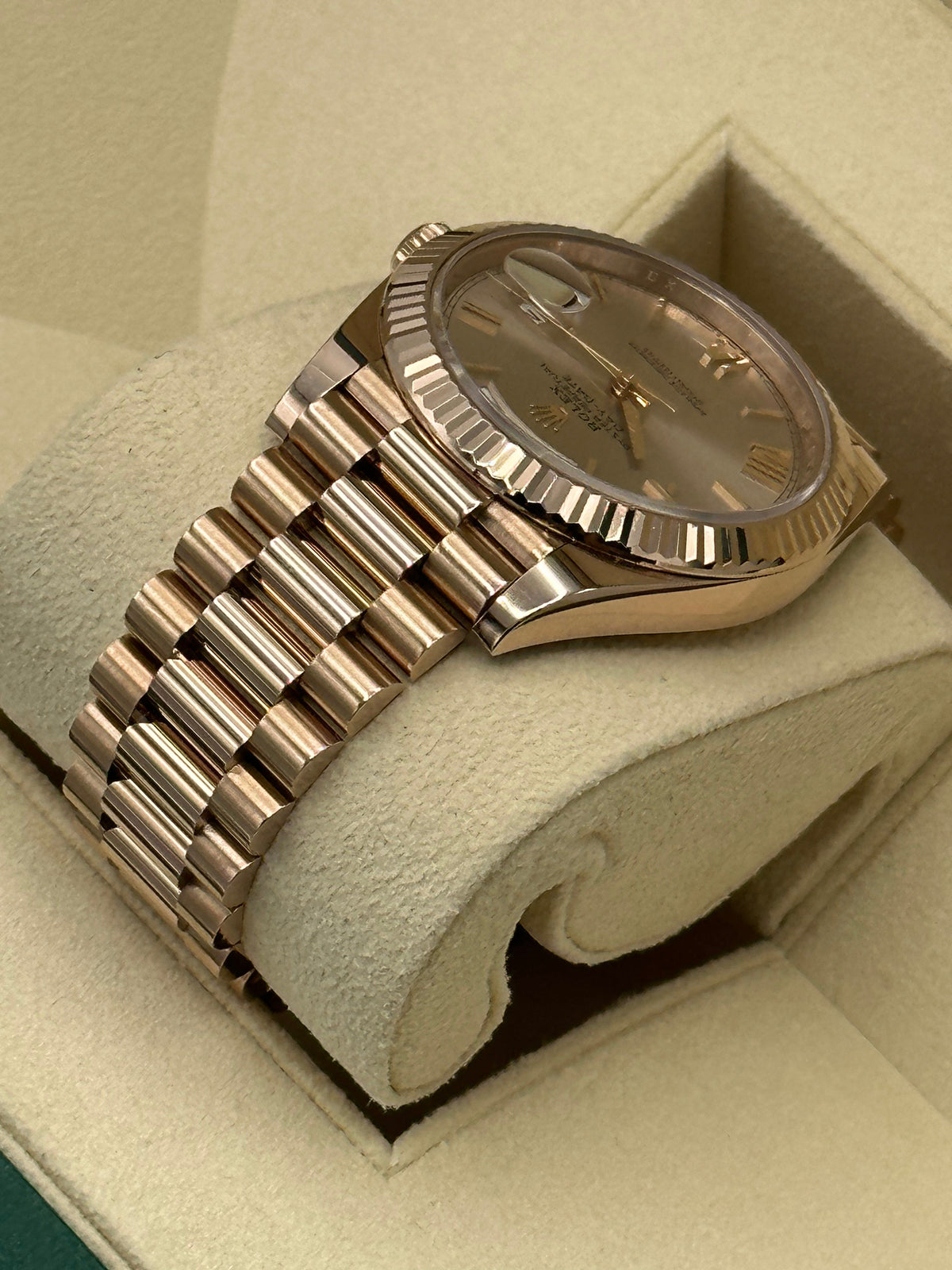 2021 Rolex Day-Date 40mm 228235 Presidential Rose Gold Sundust Dial