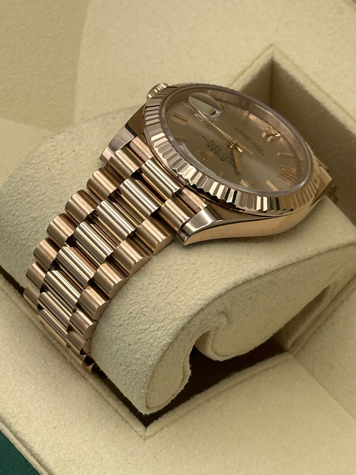 NEW 2023 Rolex Day-Date 40mm 228235 Presidential Rose Gold Sundust Dial