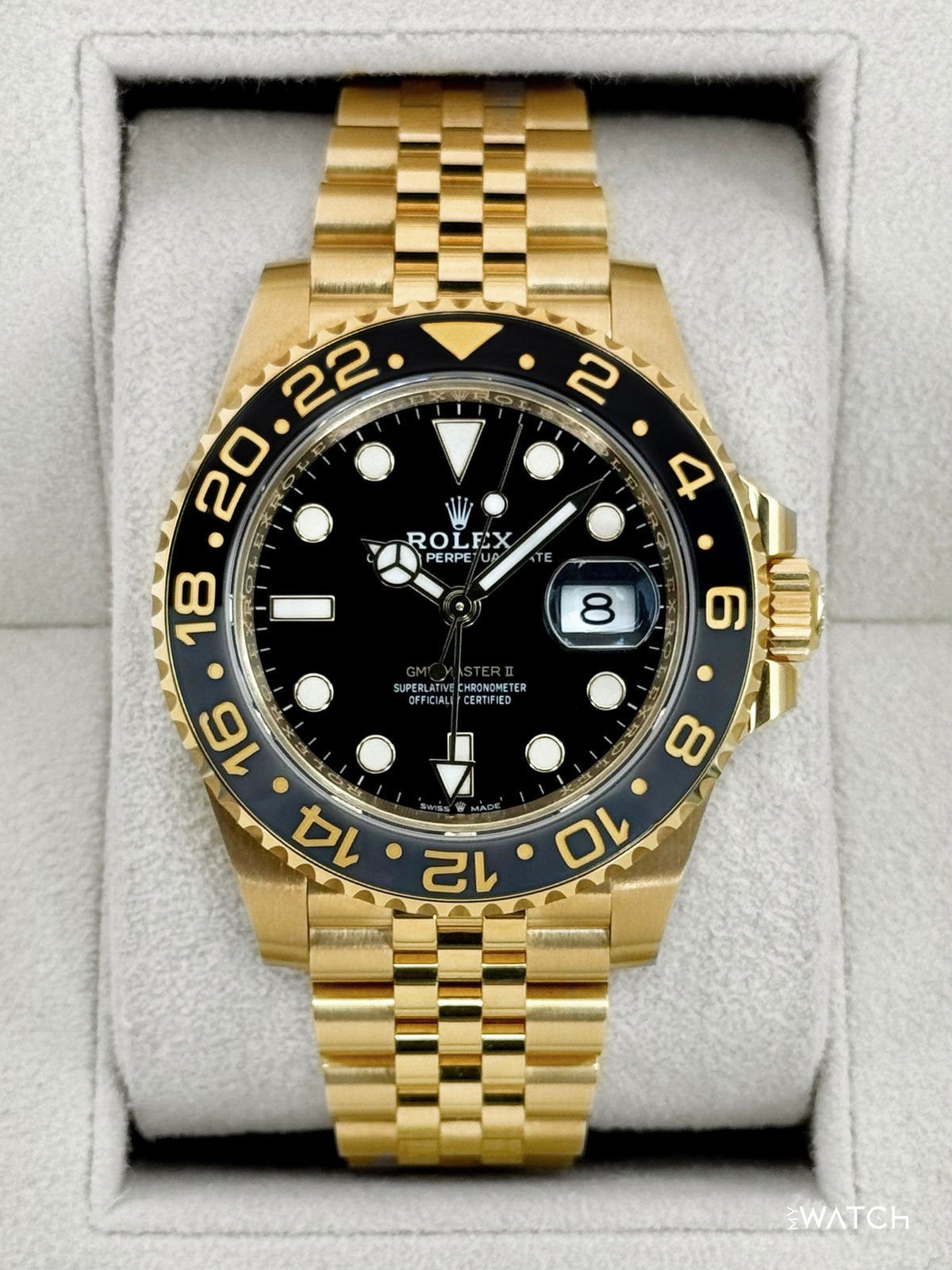 2023 Rolex GMT-Master II 40mm 126718GRNR Yellow Gold Jubilee Black Dial