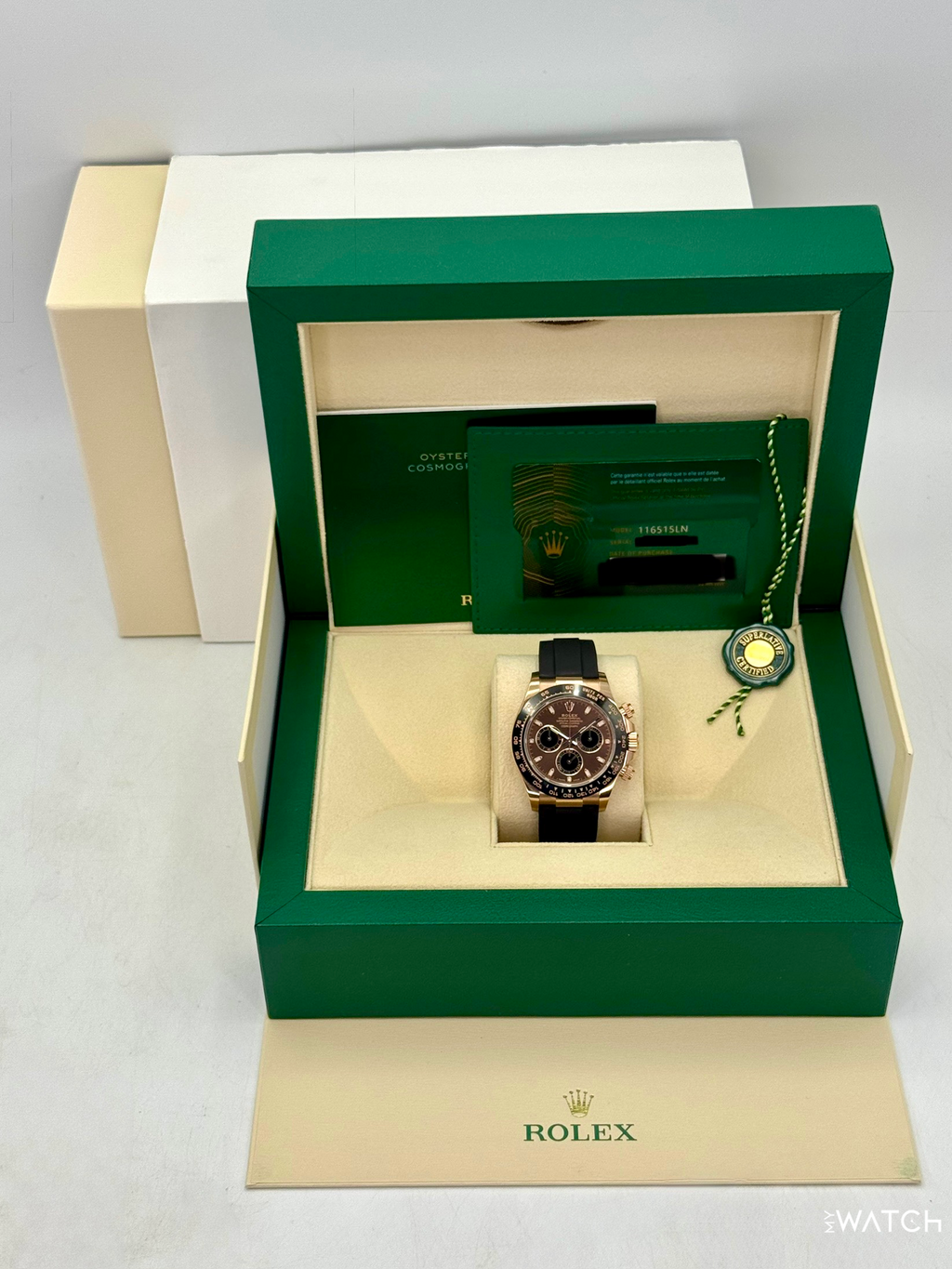 2023 Rolex Daytona 40mm 116515LN Rose Gold Oysterflex Chocolate Dial