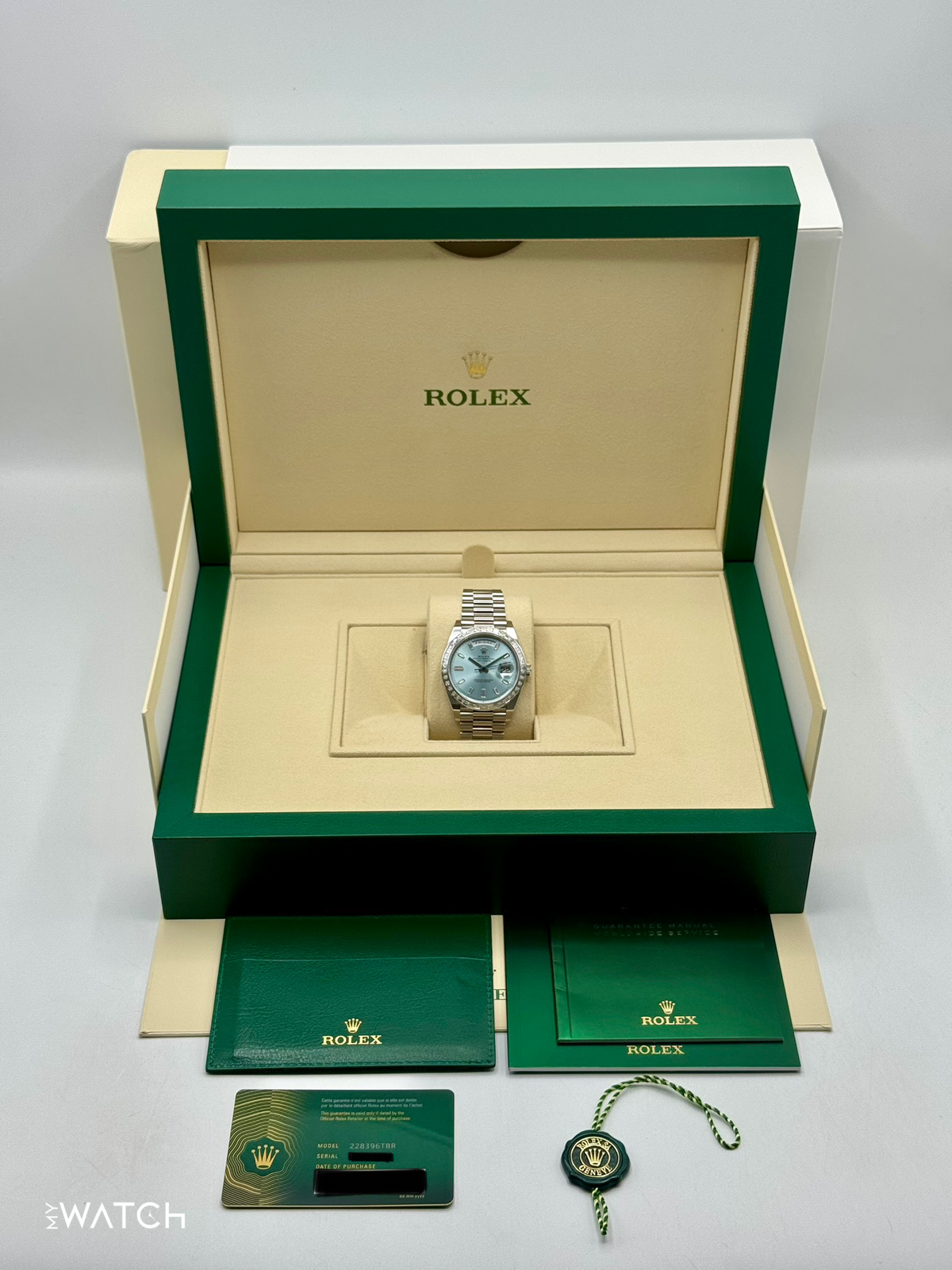 2024 Rolex Day-Date 40mm 228396TBR Ice Blue Diamond Baguette Dial