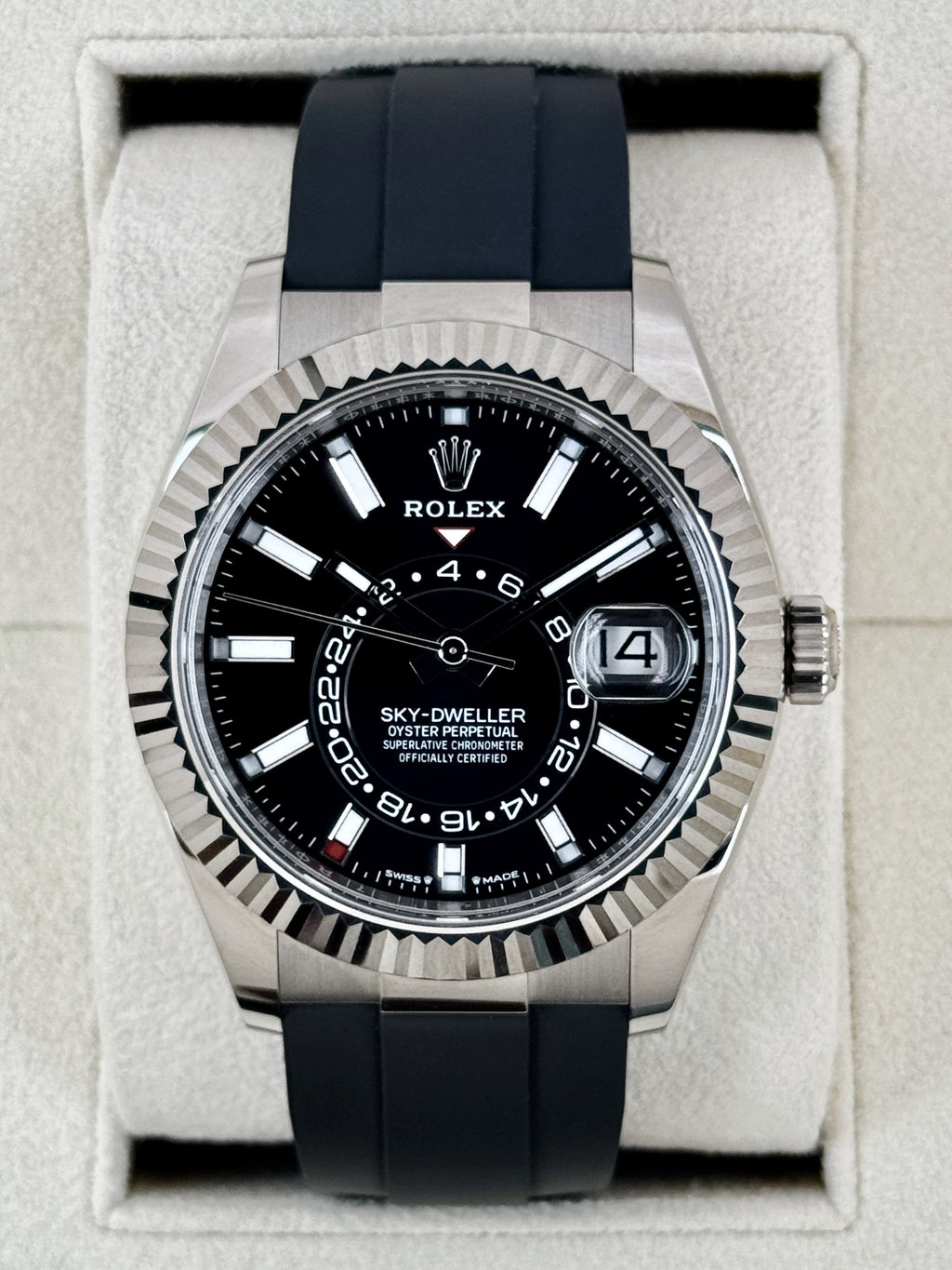 2024 Rolex Sky-Dweller 42mm 336239 White Gold Oysterflex Black Dial