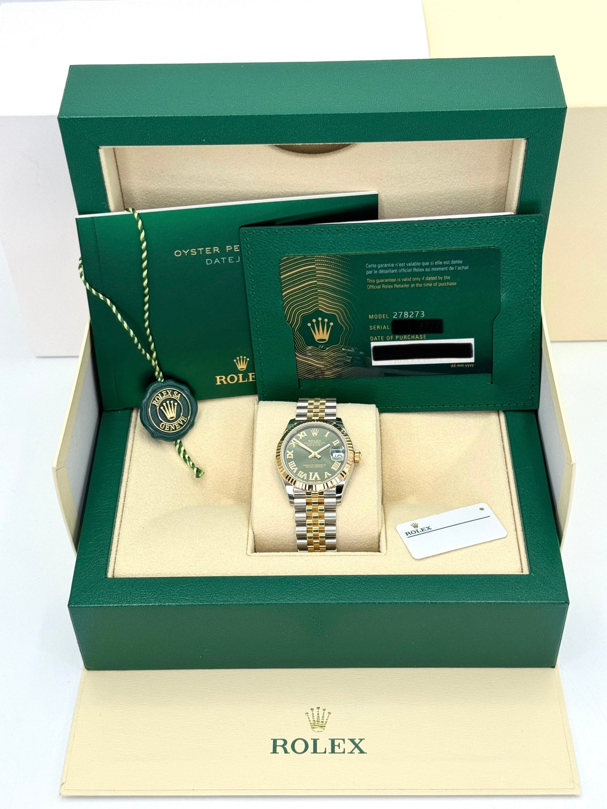 NEW 2023 Rolex Lady-Datejust 31mm 278273 Two-Tone Jubilee Green Dial