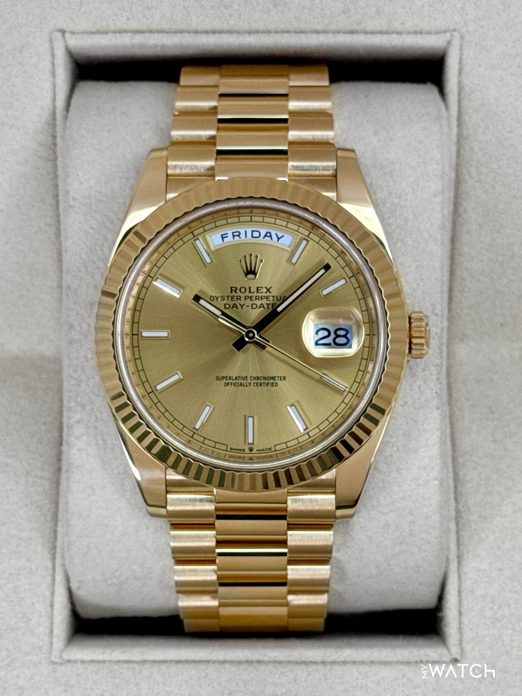 2020 Rolex Day-Date 40mm 228238 Champagne Stick Dial