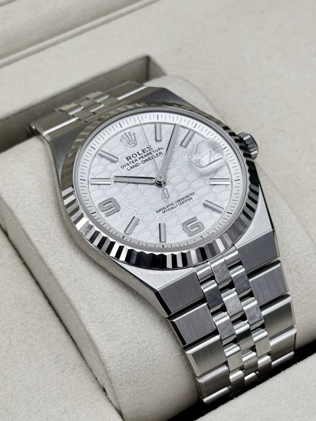 2026 Rolex Land-Dweller 40mm 127334 Stainless Steel Jubilee White Dial