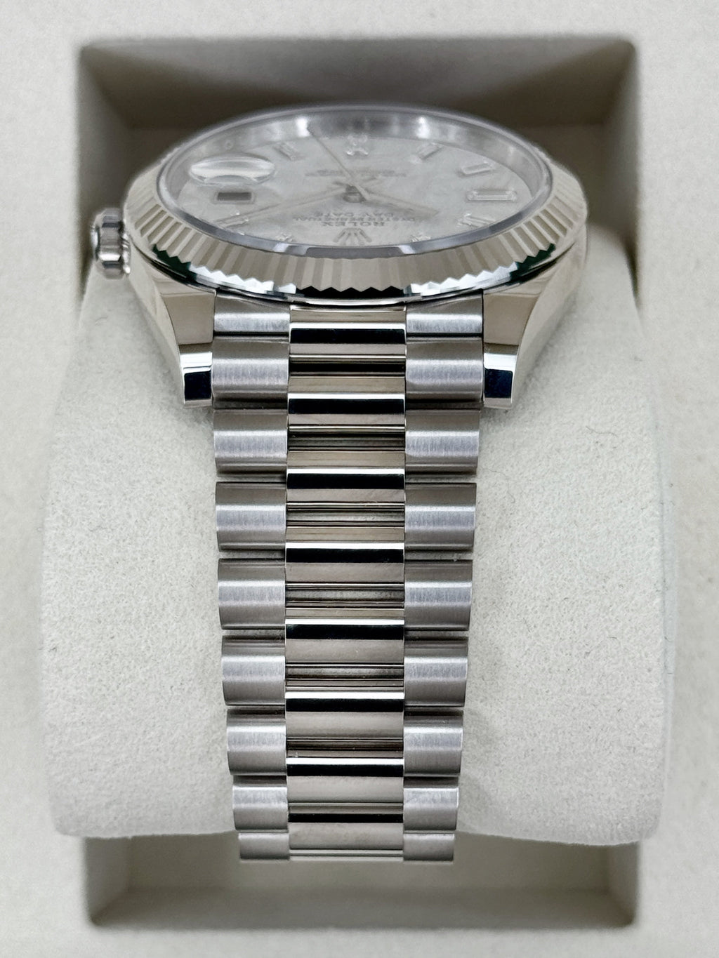 NEW 2026 Rolex Day-Date 40mm 228239 White Gold Meteorite Diamond Dial