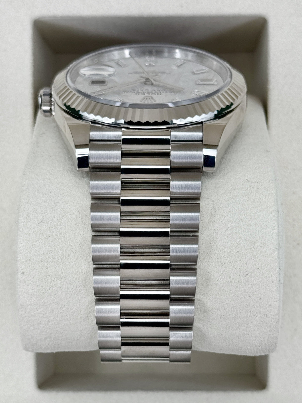 NEW 2026 Rolex Day-Date 40mm 228239 White Gold Meteorite Diamond Dial