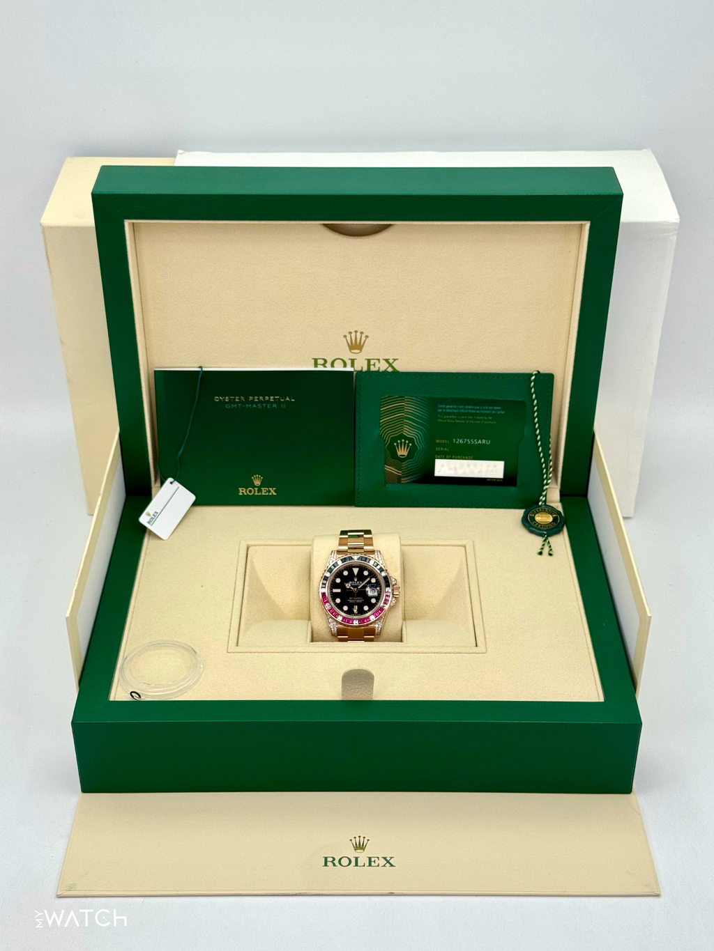 NOS 2021 Rolex GMT-Master II 40mm 126755SARU Pepsi Rose Gold Sapphire Ruby