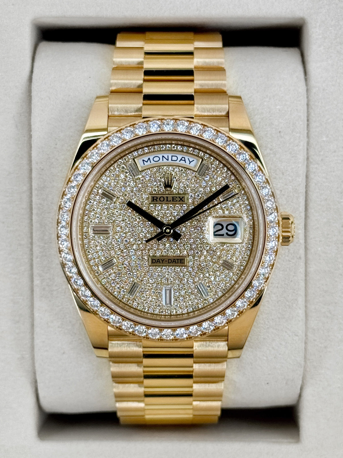 NEW 2026 Rolex Day-Date 40mm 228348RBR Diamond Paved Dial