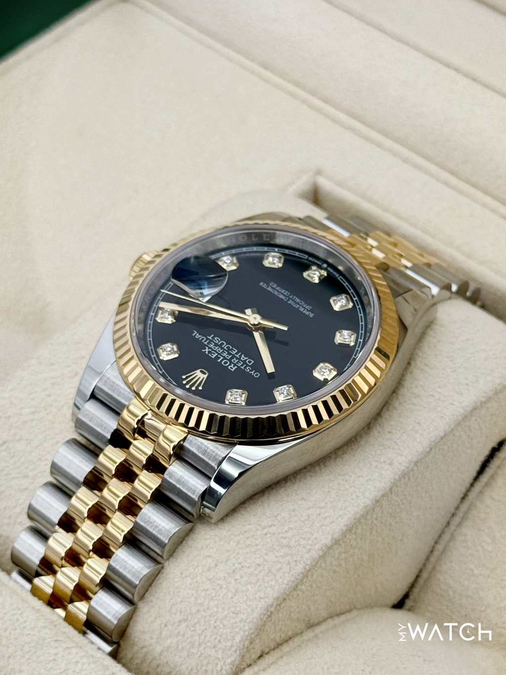 2024 Rolex Datejust 36mm 126233 Two-Tone Jubilee Black Diamond Dial