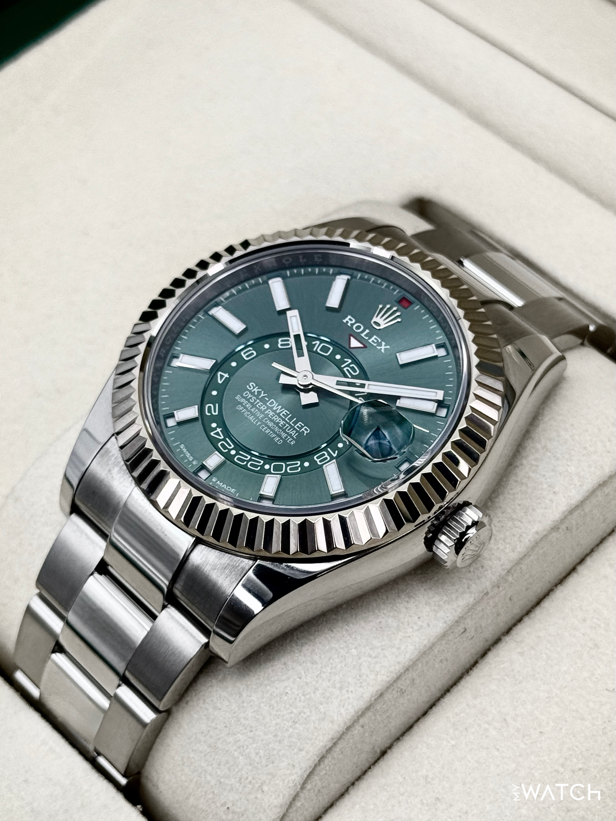 2025 Rolex Sky-Dweller 42mm 336934 Stainless Steel Oyster Green Dial