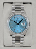 NEW 2026 Rolex Day-Date 36mm 128396TBR Ice Blue Roman Numeral Dial (NEW STYLE CARD)