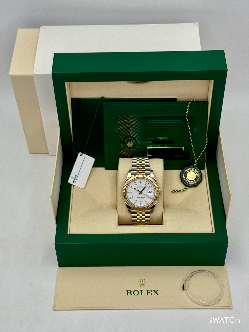 2022 Rolex Datejust 41mm 126333 Two-Tone Jubilee White Dial