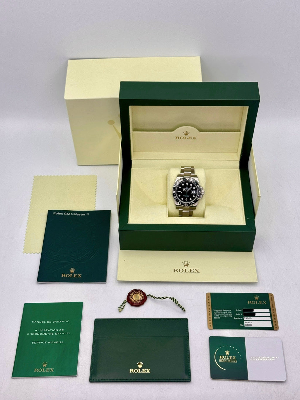 2007 Rolex GMT-Master II 40mm 116710LN Stainless Steel Black Dial (Rolex Service Card)