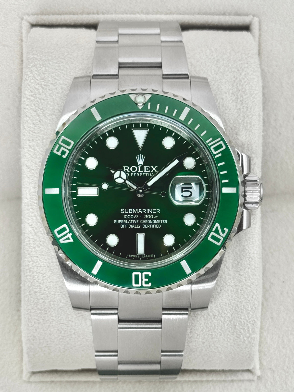 2015 Rolex Submariner Hulk 40mm 116610LV Green Dial