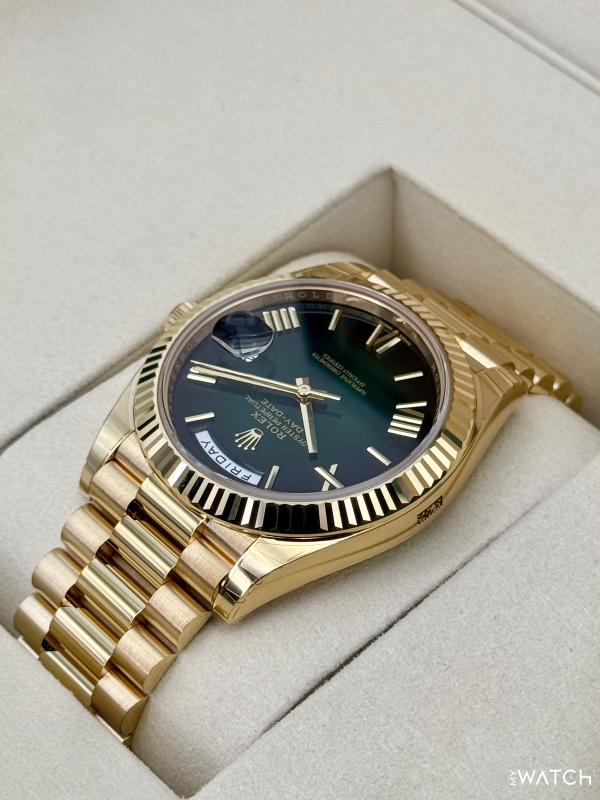 NEW 2026 Rolex Day-Date 40mm 228238 Presidential Green Ombre Dial (STICKERED)