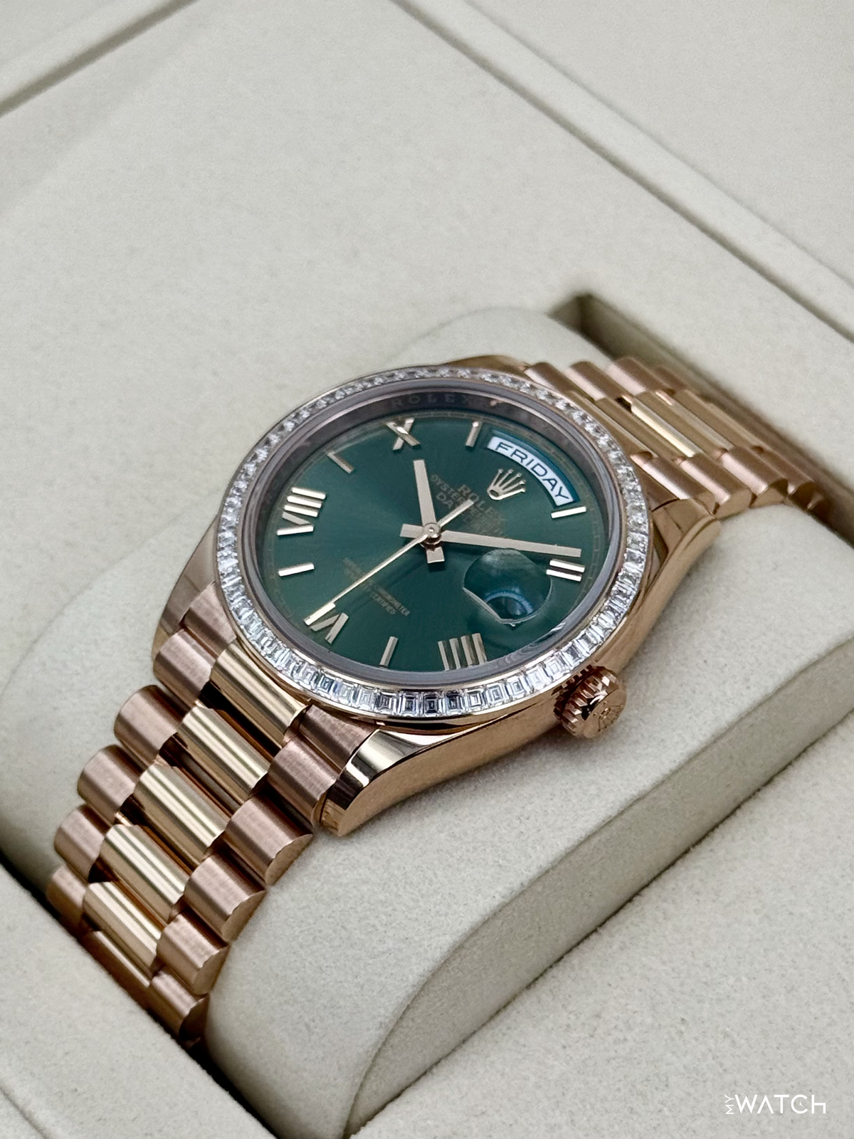 NEW 2026 Rolex Day-Date 36mm 128395TBR Presidential Rose Gold Olive Dial