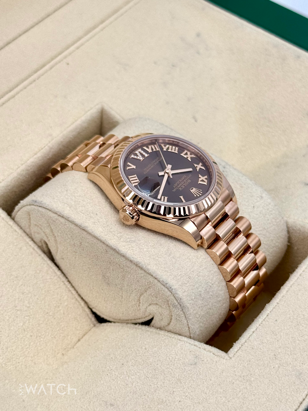 2022 Rolex Datejust 31mm 278275 Rose Gold Chocolate Diamond Dial