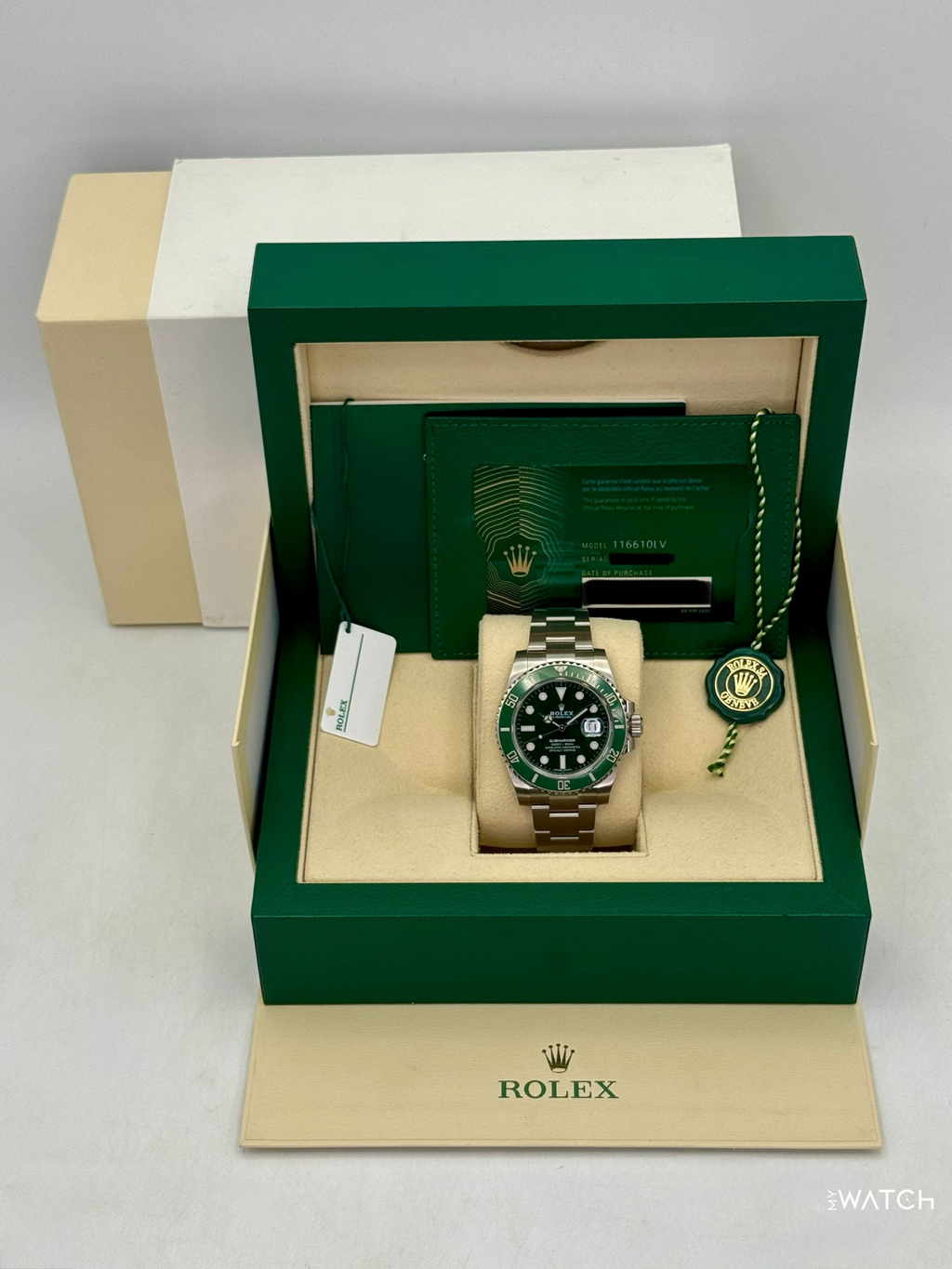 2020 Rolex Submariner “Hulk” 40mm 116610LV Green Dial (GREEN CARD & STICKERED)