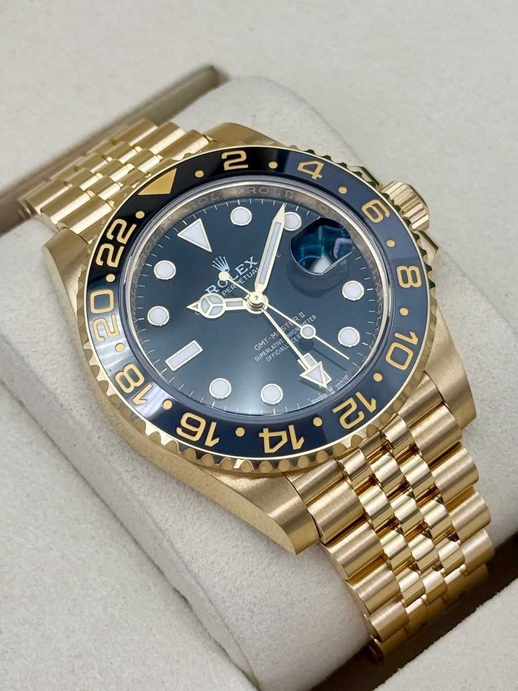 2026 Rolex GMT-Master II 40mm 126718GRNR Yellow Gold Jubilee Black Dial