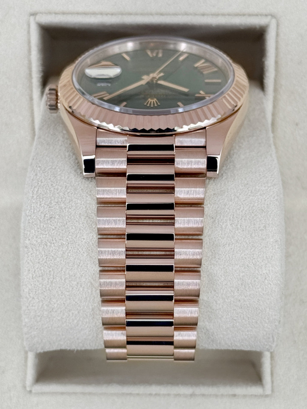 2017 Rolex Day-Date 40mm 228235 Presidential Rose Gold Olive Green Dial