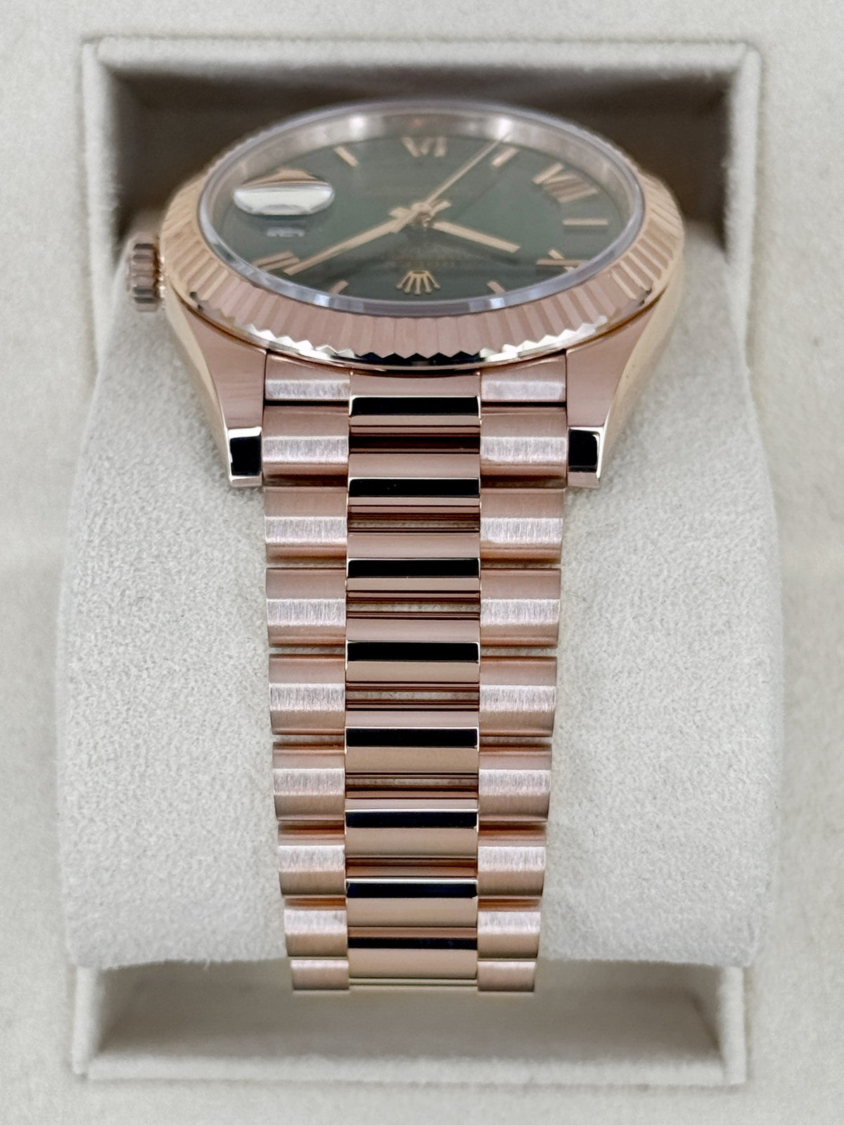 2017 Rolex Day-Date 40mm 228235 Presidential Rose Gold Olive Green Dial