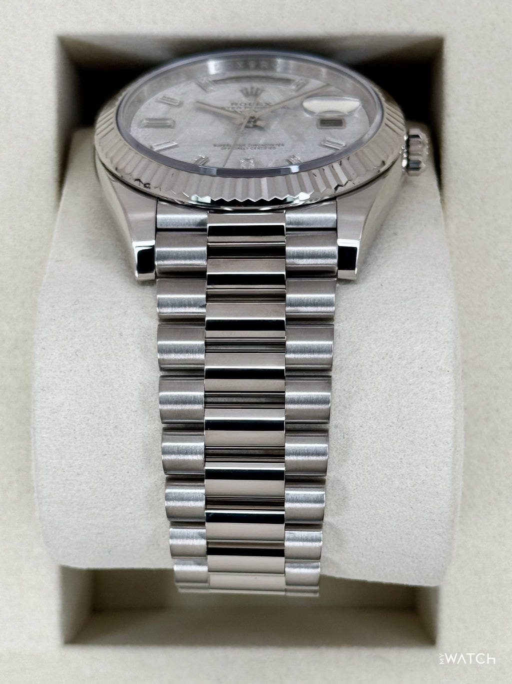 NEW 2026 Rolex Day-Date 40mm 228239 White Gold Meteorite Diamond Dial