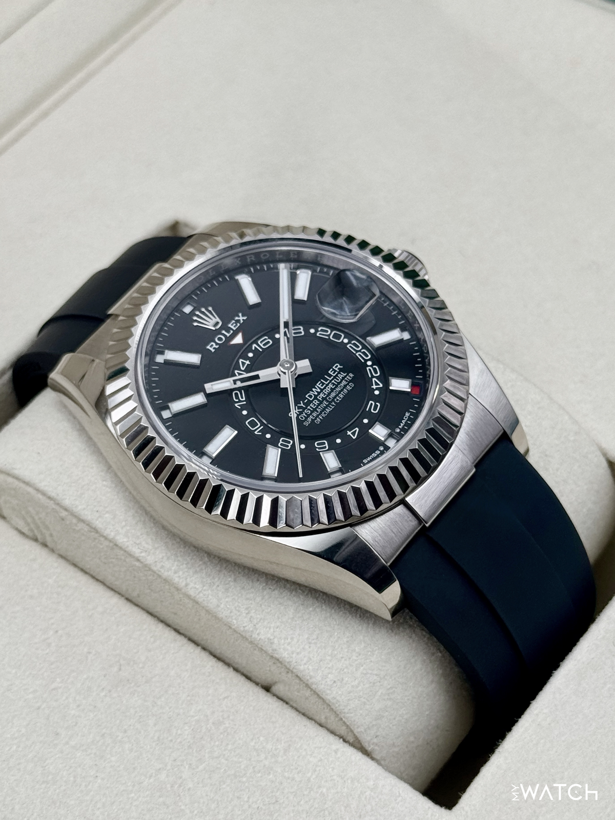 2025 Rolex Sky-Dweller 42mm 336239 White Gold Oysterflex Black Dial