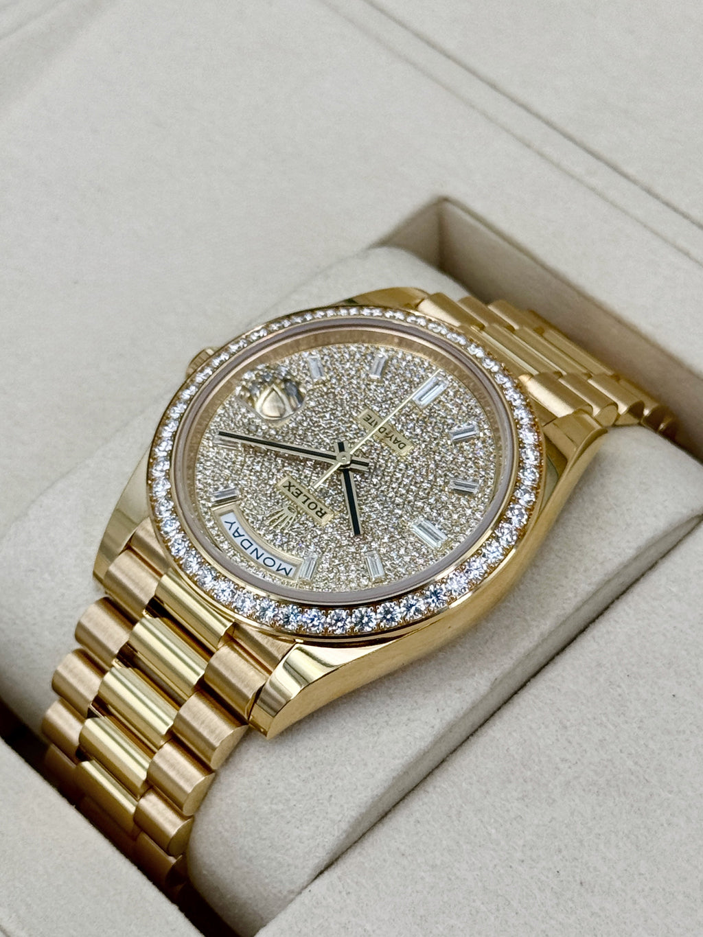 NEW 2026 Rolex Day-Date 40mm 228348RBR Diamond Paved Dial