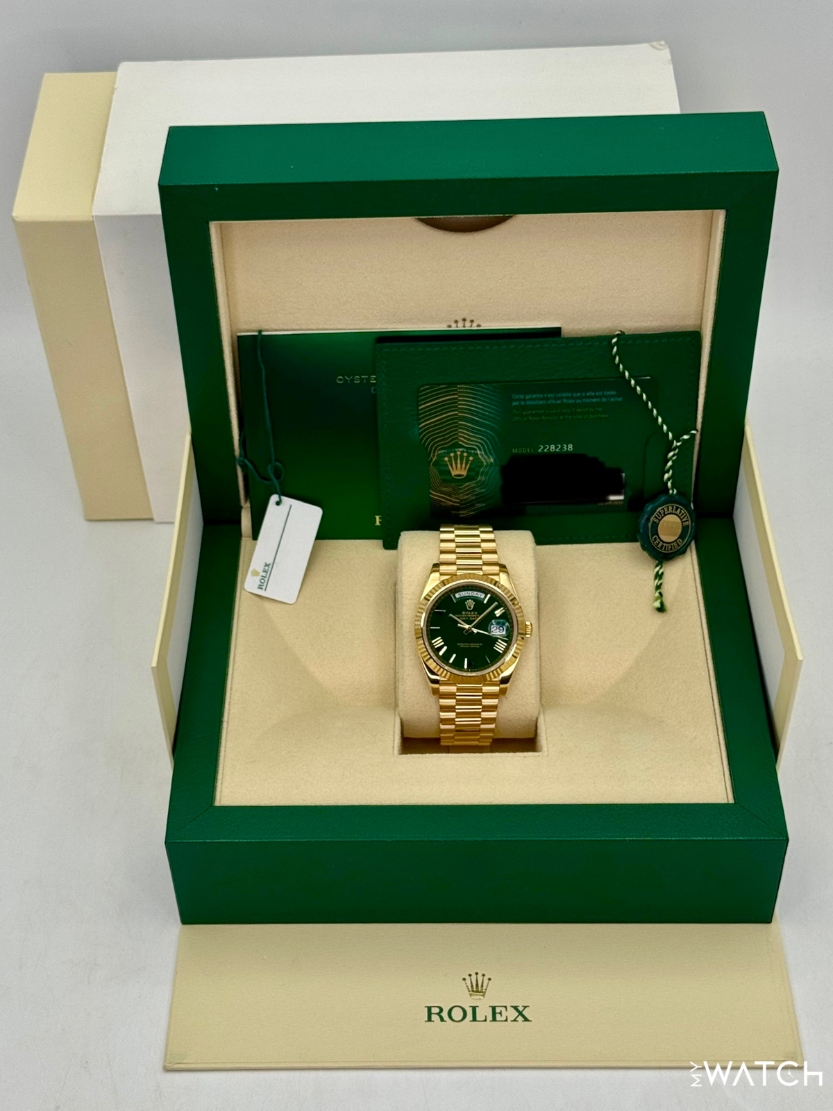 2022 Rolex Day-Date 40mm 228238 Presidential Green Dial