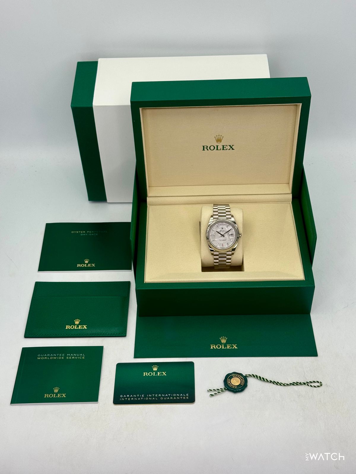 NEW 2026 Rolex Day-Date 40mm 228239 White Gold Meteorite Diamond Dial