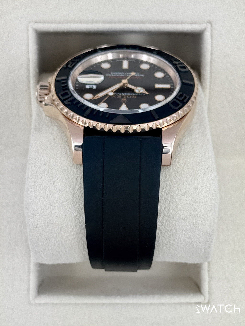 2023 Rolex Yacht-Master 40mm 126655 Rose Gold Oysterflex Black Dial