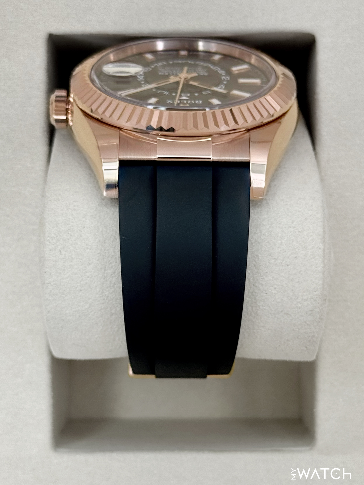 2025 Rolex Sky-Dweller 42mm 336235 Rose Gold Oysterflex Chocolate Dial
