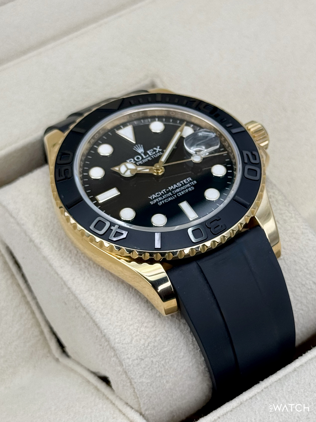 2022 Rolex Yacht-Master 42mm 226658 Gold Oysterflex Black Dial
