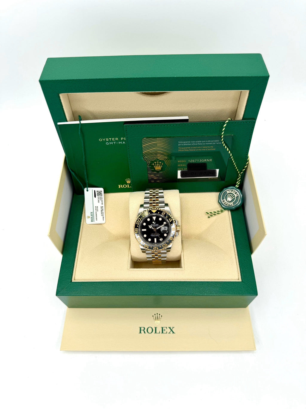 2024 Rolex GMT-Master II 40mm 126713GRNR Two-Tone Jubilee Black Dial